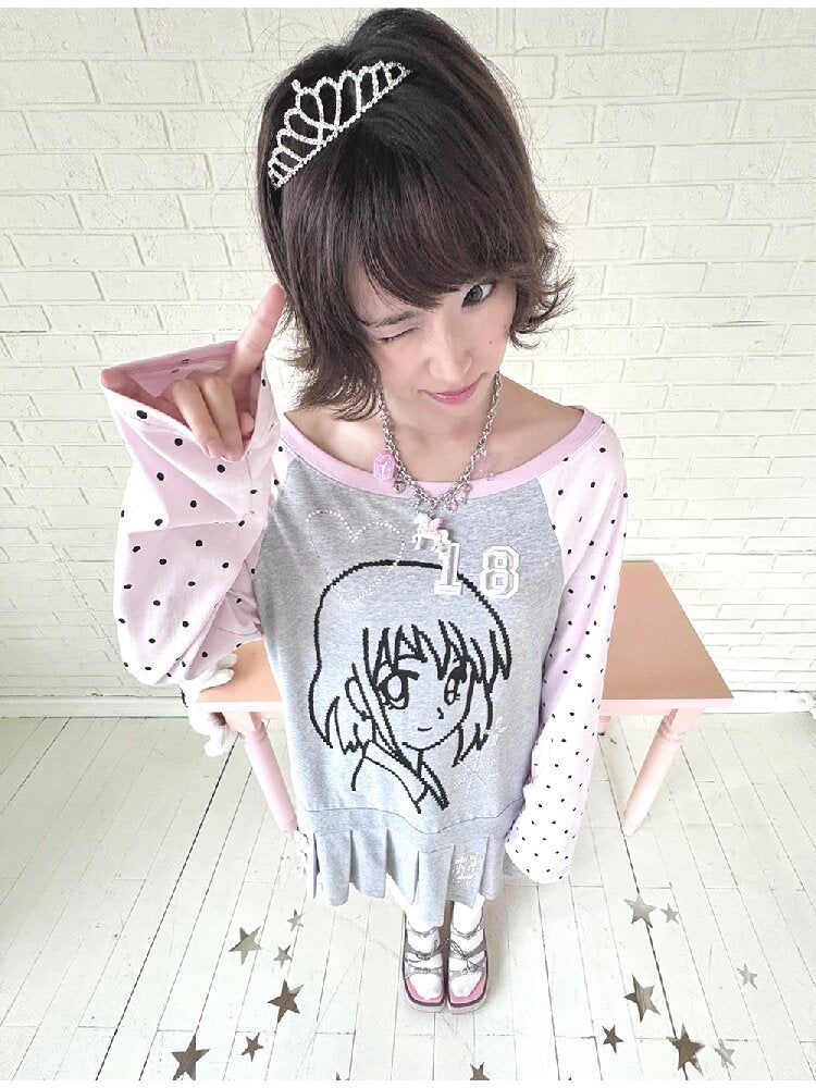 Pink Gray Pixel Pleated Dress【s0000016545】