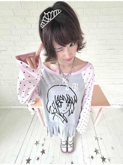 Pink Gray Pixel Pleated Dress【s0000016545】