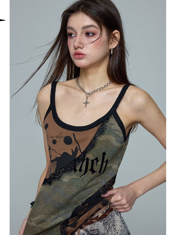 Camouflage Splicing Vest Top【s0000016690】