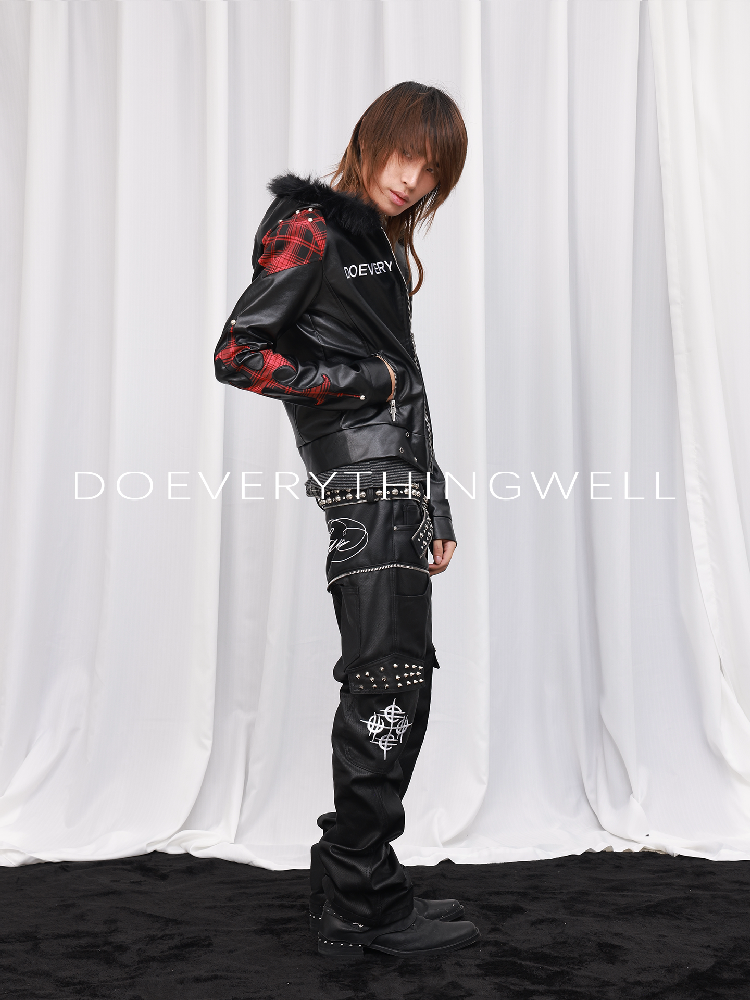 Applique Studded Wool Collar Hooded Jacket【s0000019123】