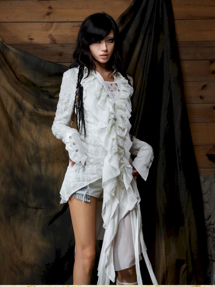 Ruffled Asymmetric Cardigan【s0000013897】