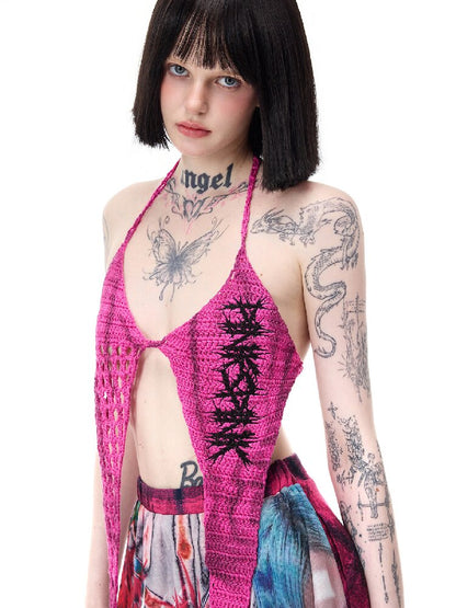 Star Embroidery Halter Top【s0000017725】