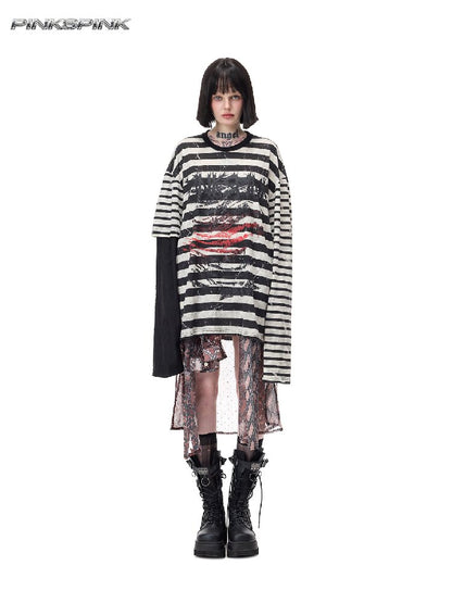 Shimmer Mesh Shirt Patchwork Skirt【s0000017719】