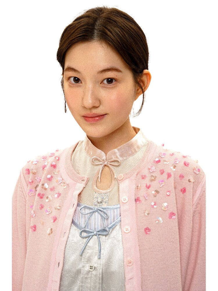 Cashmere Beaded Floral Cardigan【s0000016111】