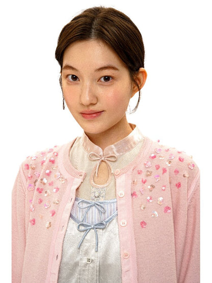 Cashmere Beaded Floral Cardigan【s0000016111】