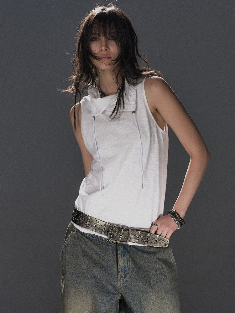 Drawstring Texture Sleeveless Vest【s0000016244】