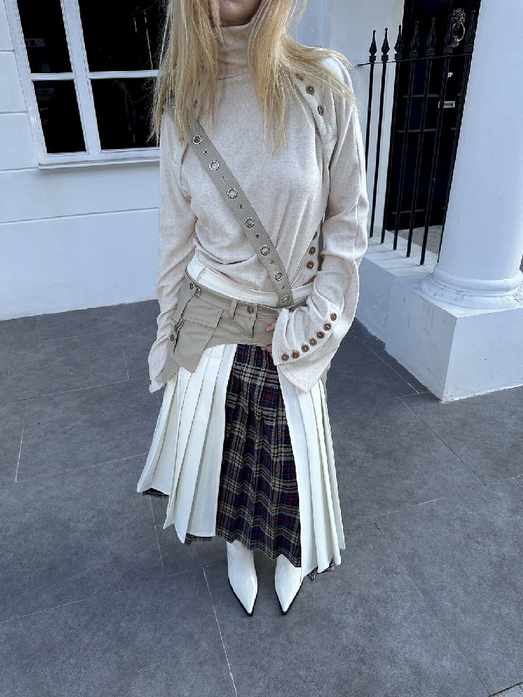 Patchwork Pleated Plaid Suit Skirt【s0000004722】