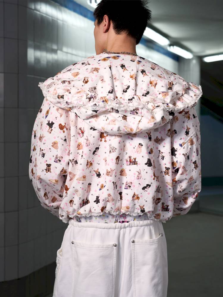 Puppy Print Sweatshirt Jacket【s0000014413】