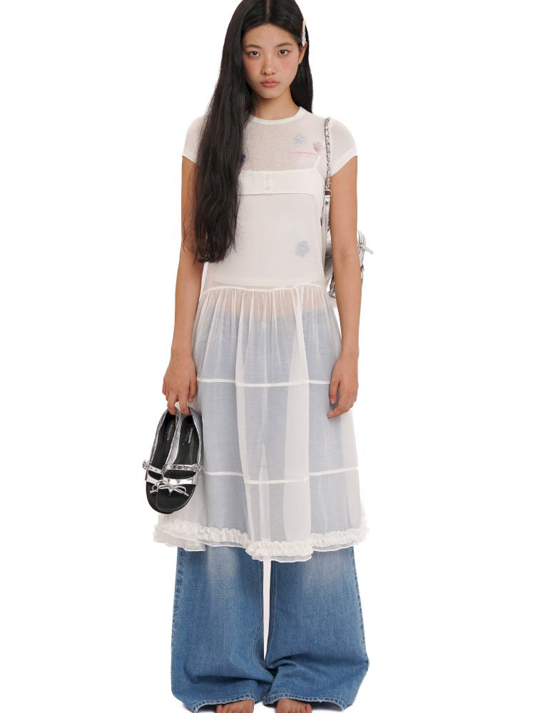 Irregular flowers Slim short-sleeved T-shirt【s0000013444】