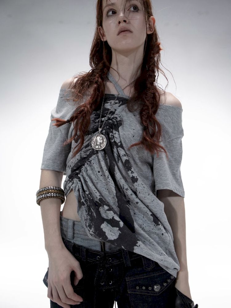 Drawstring Denim Girl Print T-Shirt【s0000012712】
