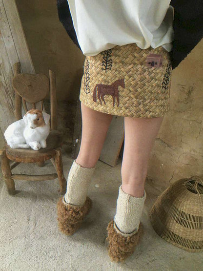 Bamboo Pony Print Padded Skirt【s0000015079】