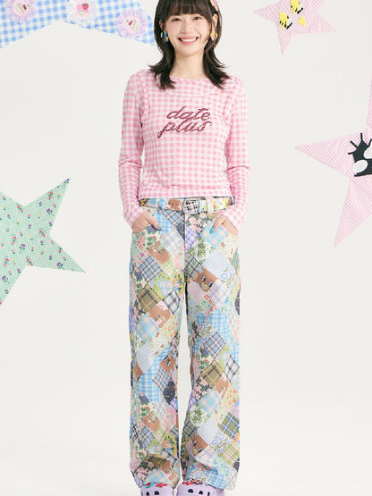 Vintage Bear Floral Patchwork Pants【s0000018721】