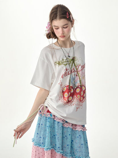 Daisy Cherry Vintage T Shirt【s0000017264】