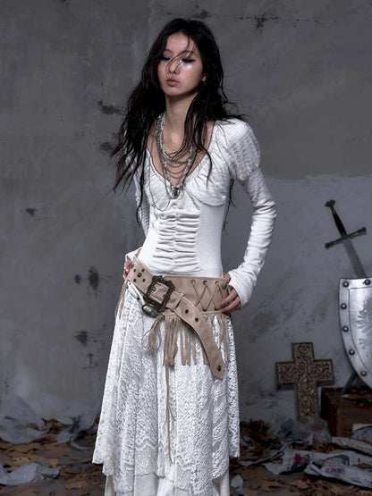 Lace Slimming Patchwork Knit Dress【s0000014467】