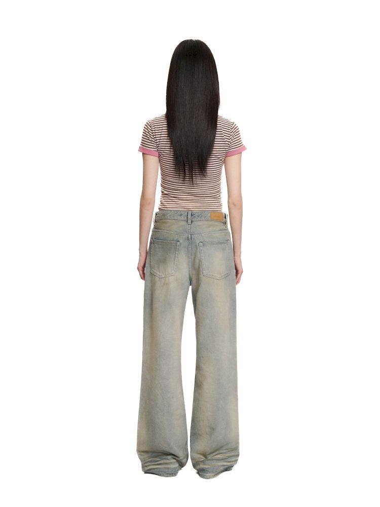 Cotton frayed high-waisted denim casual pants【s0000012501】