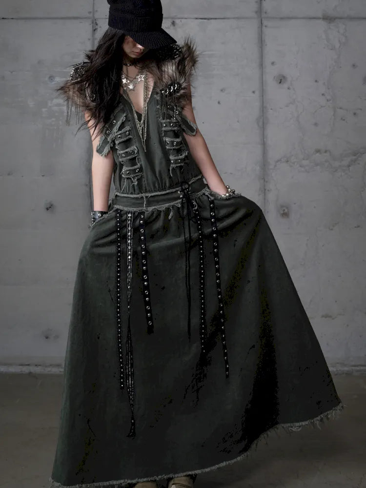 Workwear Vest-Style Maxi Dress【s0000013941】