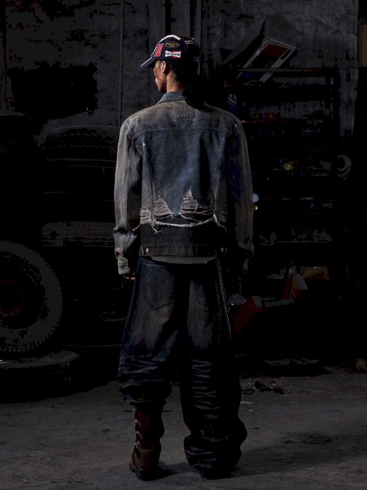 Destroyed Panelled Denim Jacket【s0000015180】