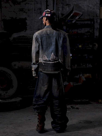 Destroyed Panelled Denim Jacket【s0000015180】