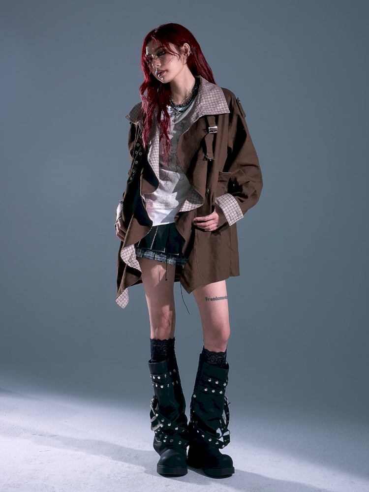 Lapel Mid-Length Silhouette Trench Coat【s0000013689】