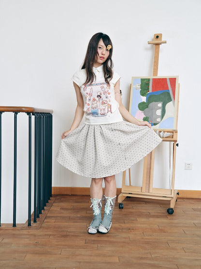Minimalist Pleated Colorblock Skirt【s0000018718】