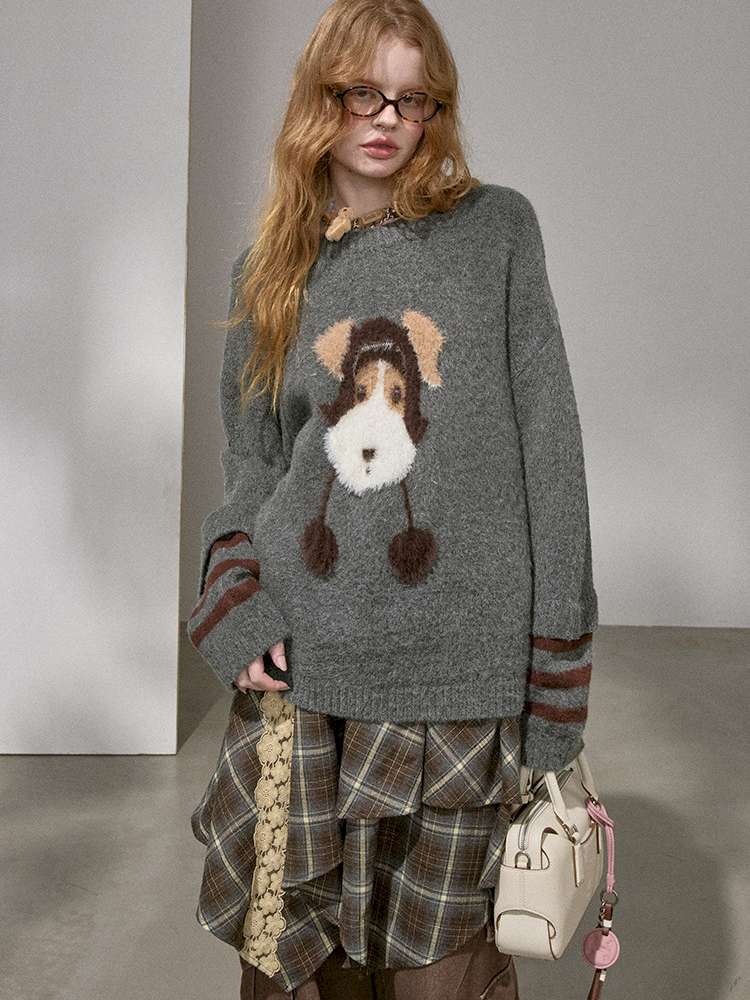 Puppy Kissing Bear Sweater Skirt【s0000015068】