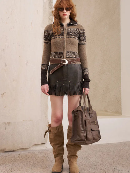 Fairy Island Jacquard Long Sleeve Knit Cardigan【s0000014073】