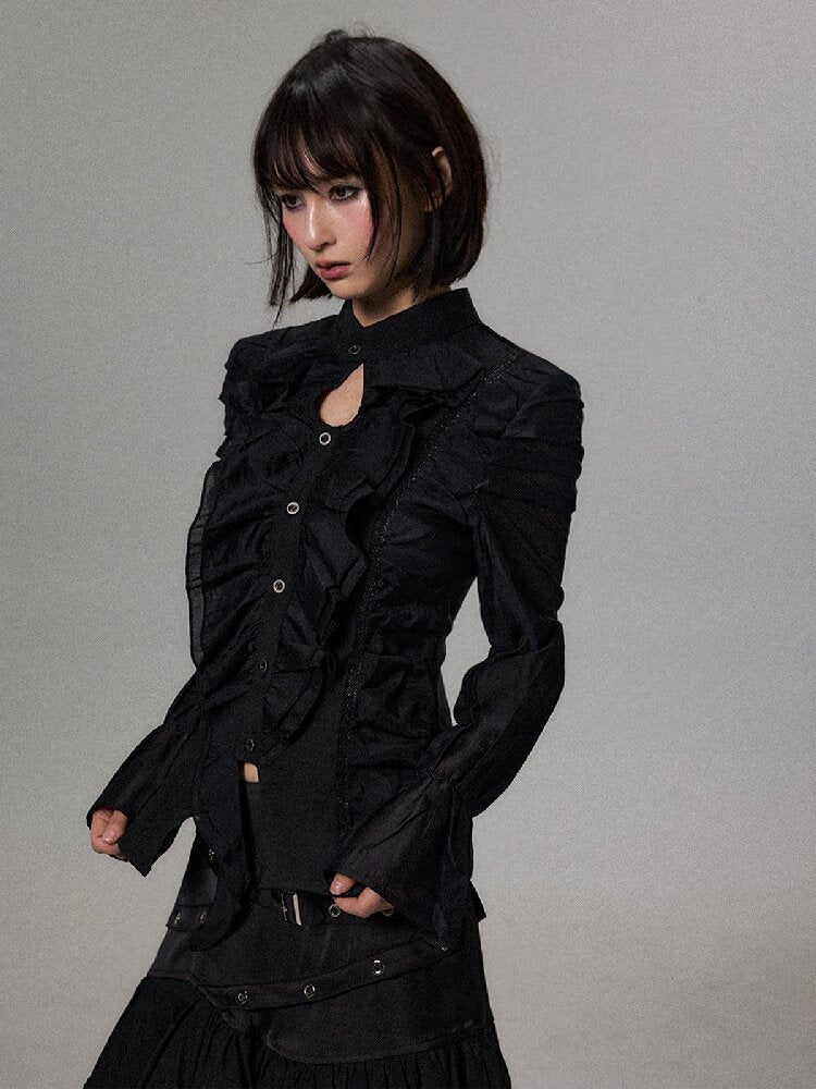 Dark Palace Asymmetrical Ruffle Shirt【s0000018502】