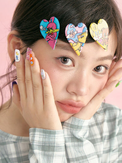 Colorful Rabbit Heart Acrylic Hair Clips【s0000019247】