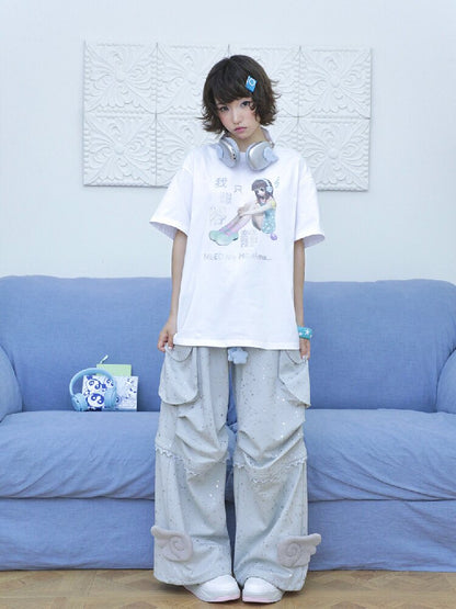 Teal Green Wings Cargo Pants【s0000016549】