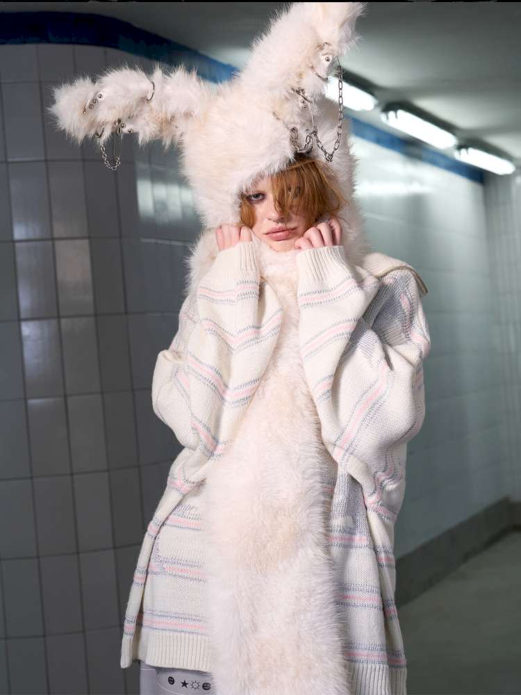 Long Hair Contrast Patch Hat Scarf【s0000014639】