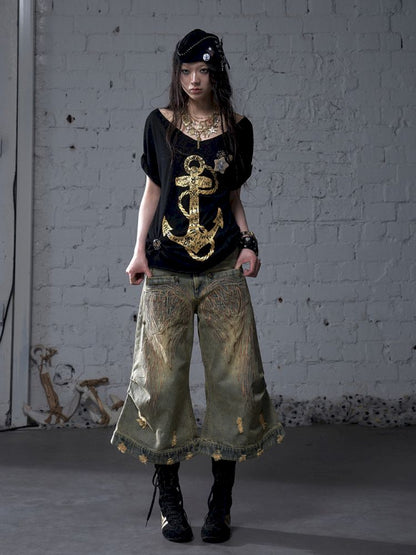 Large neckline loose-fitting T-shirt【s0000012799】