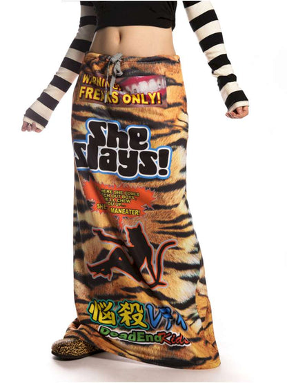 American Tiger Print Skirt Long Sweat Skirt【s0000014906】