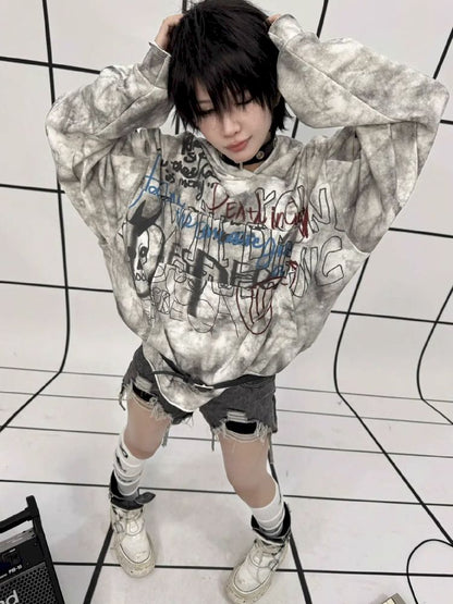 White Graffiti Hoodie【s0000011688】