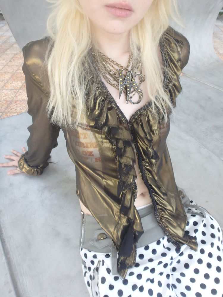 Metal antique bronze broken mesh cardigan【s0000013177】