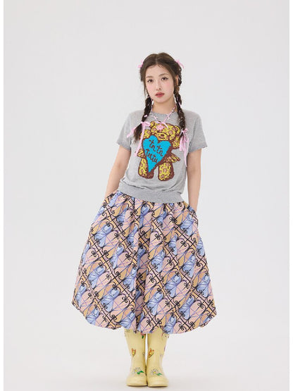 Puppy Flower Bud Pattern Skirt【s0000016704】