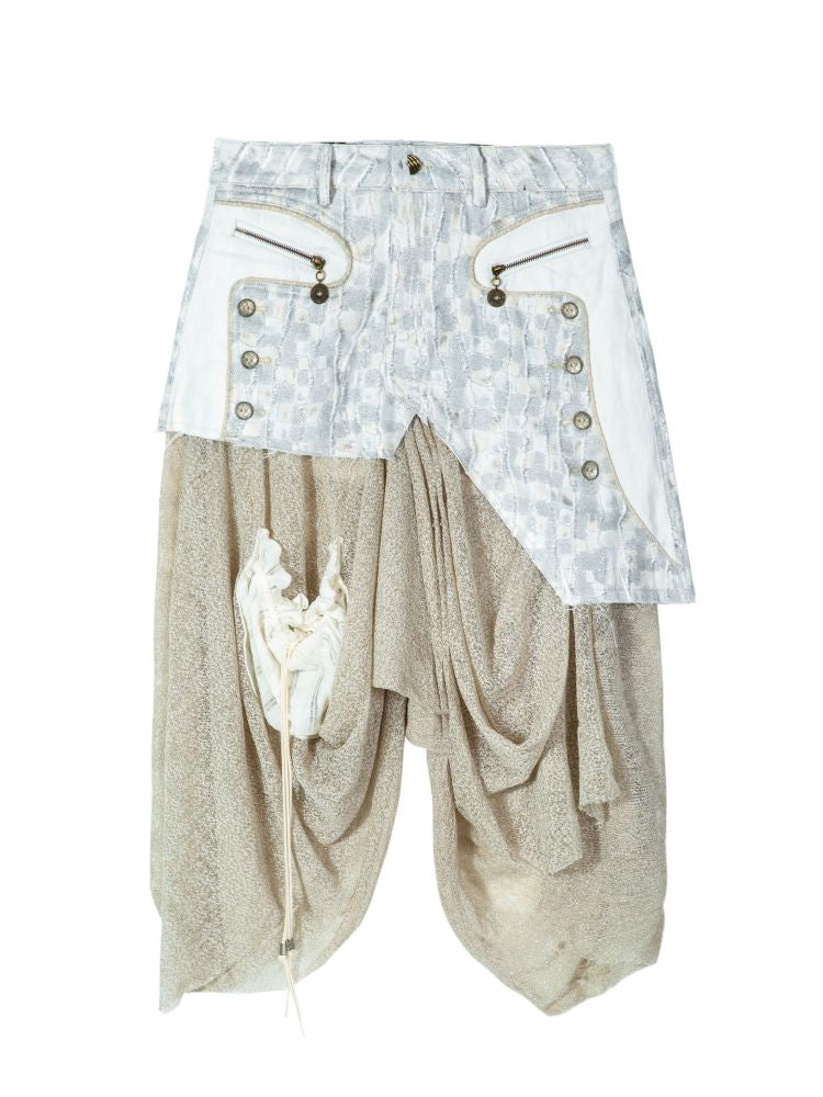 Patchwork Versatile Mesh Asymmetric Skirt【s0000013898】