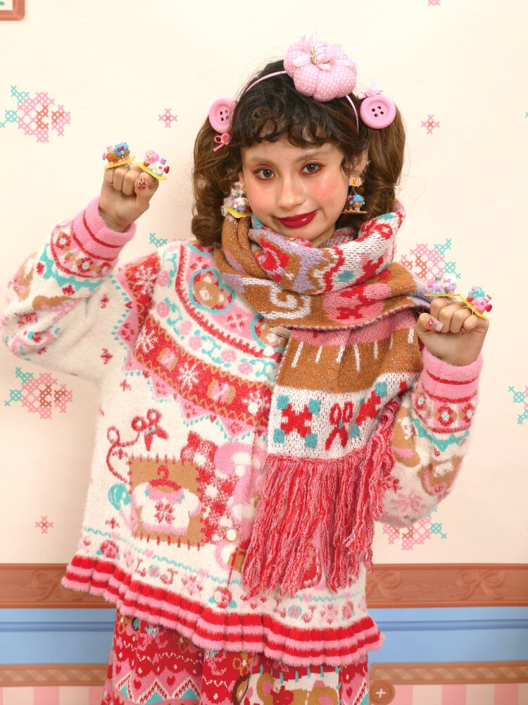 Soft Knit Bunny Fringe Long Scarf【s0000015563】