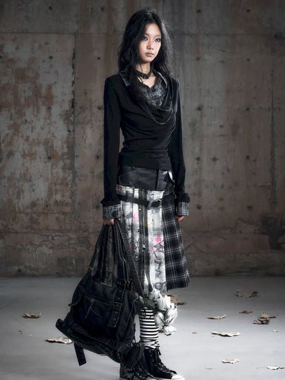 Checkered Belt Pleated Skirt【s0000013962】