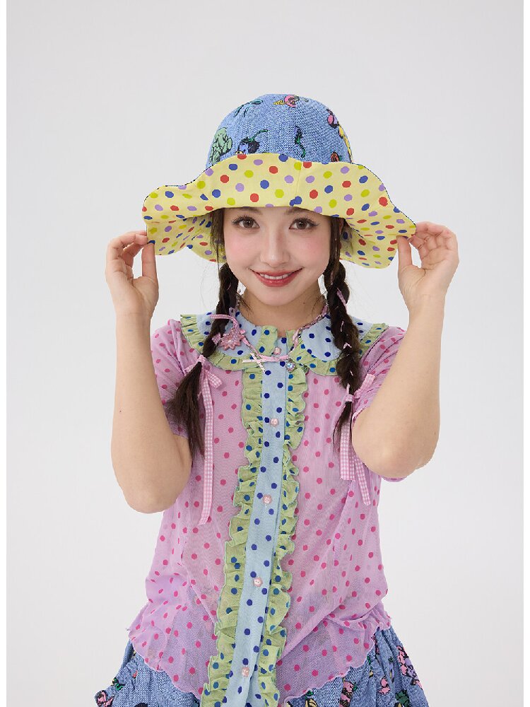 Bear Print Polka Dot Petal Hat【s0000016707】