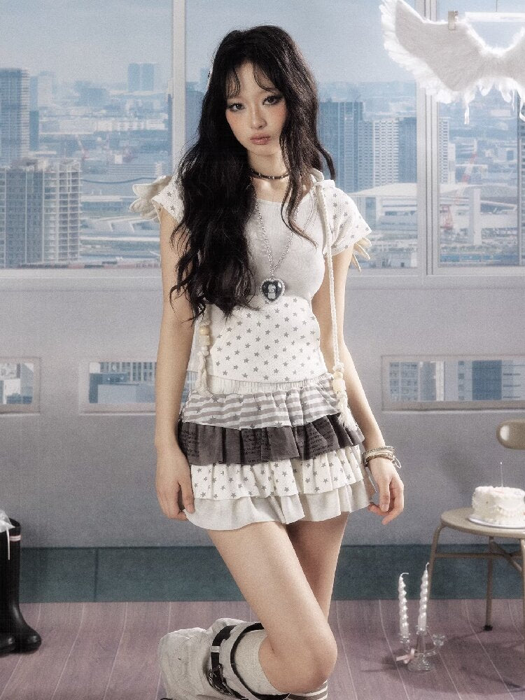 Patchwork Pentagram Lace Short Skirt【s0000016535】