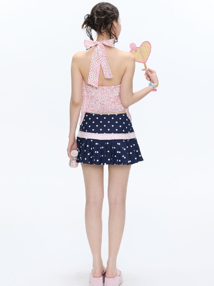 Pink Polka Dot Halterneck Sling【s0000016400】