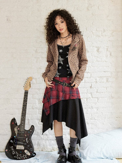 Punk Plaid Patchwork Irregular Skirt【s0000017899】