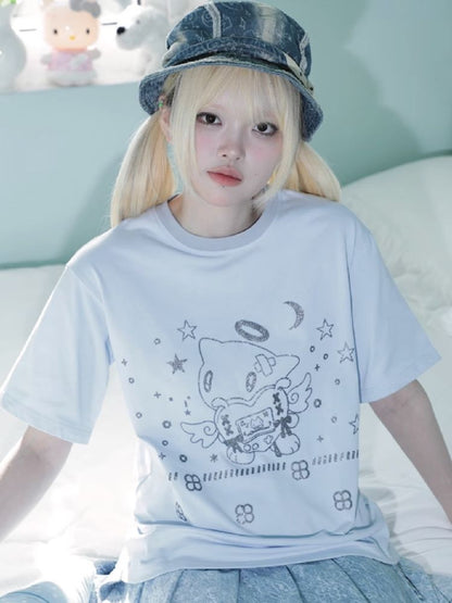 Angel Cat Short Sleeve T-Shirt【s0000012200】