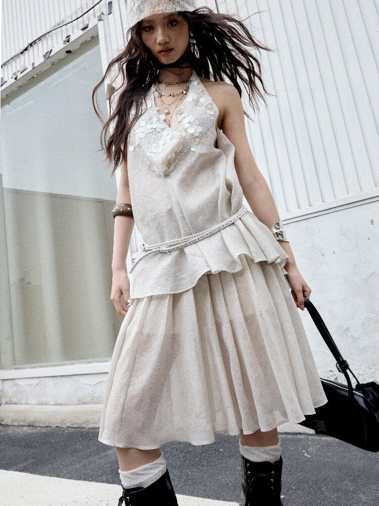Romantic Sequin Halterneck Dress【s0000016863】