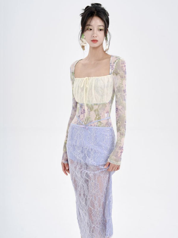 Stretch Mesh Long Sleeve Shirt【s0000008765】