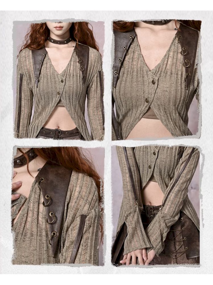 Slim thin long-sleeved top knitted cardigan【s0000007669】