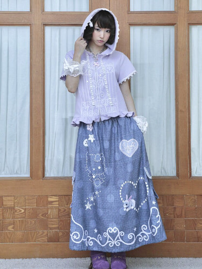 Faux Linen Polka Dot A-Line Skirt【s0000017131】