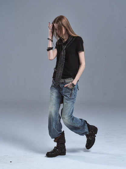 Washed Pique Metal Buckle T-shirt【s0000016637】
