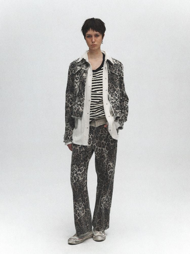 Leopard Print Washed and Aged Jacket【s0000011632】