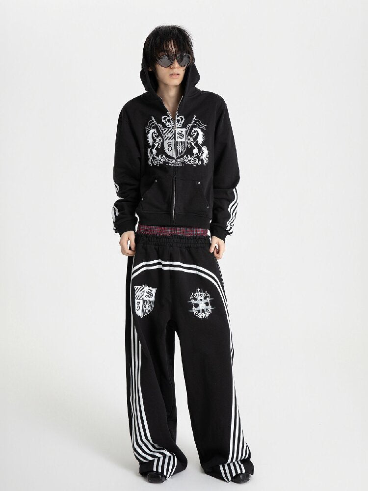 Plaid Double Waist Printed Sweatpants【s0000018571】